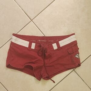 Abercrombie & Fitch Red Women's Low-Rise Bike Shorts with White Waistband